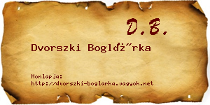 Dvorszki Boglárka névjegykártya