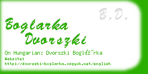 boglarka dvorszki business card